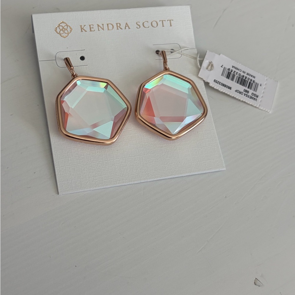 NWT Kendra Scott Vanessa Iridescent Hexagon Earrings. With dustbag.